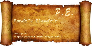 Panák Elemér névjegykártya